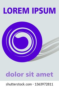 Modern background with trendy purple circle abstract shape and his cropped shadow on gray background , book cover or leaflet design template,