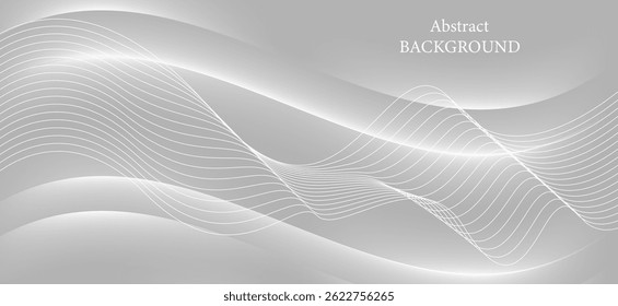 A modern background using gray and white tones, designed with curved lines to create a sense of movement. These lines look like waves or light, simple water ripples.