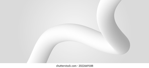 Modern background vector. White banner backdrop with abstract 3d fluid shape.