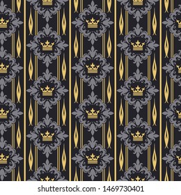 Modern background wallpaper. Damask seamless pattern, vintage. Dark color. Royal style template for your design: wallpaper, fabric, holiday packaging. Vector illustration