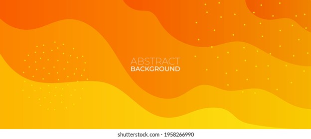 Fondo moderno con olas y puntos. Fondo de verano amarillo y naranja