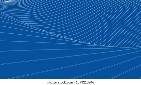 Fondo moderno de olas de muchas superficies. Ilustración vectorial. Presentado en 3d