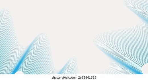 Modern background with wavy blue lines on a white background. The blue lines create a flowing  textured pattern on the