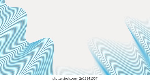 Modern background with wavy blue lines on a white background. The blue lines create a flowing  textured pattern on the white surface.