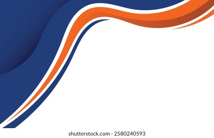 Modern background wavy blue and orange abstract border
