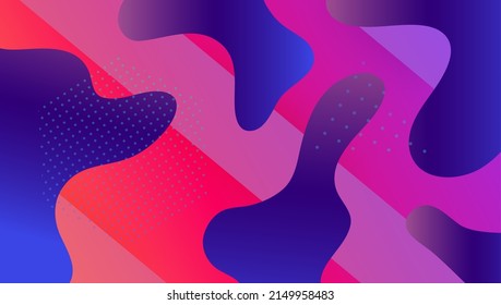 Modern Background. Wavy Gradient Poster. Purple Plastic Design. Futuristic Shapes. Hipster Page. Flow Landing Page. Commercial Illustration. Digital Layout. Magenta Modern Background