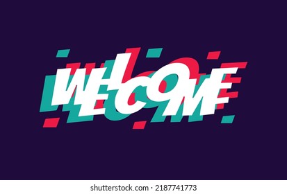 Modern Background Welcome Banner With Glitch Effect Template