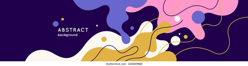 Modern backgrounds with abstract elements and dynamic shapes. Compositions of colored spots. Vector illustration. Template for design and creative ideas.