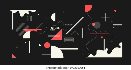 Modern backgrounds with abstract elements and dynamic shapes. Compositions of geometric and abstract shapes. Vector illustration. Template for design and creative ideas.