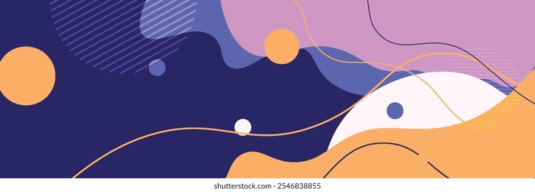 Modern backgrounds with abstract elements and dynamic shapes. Compositions of colored spots. Vector illustration. Template for design