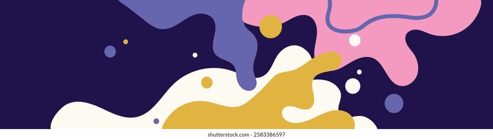  Modern backgrounds with abstract elements and dynamic shapes. Compositions of colored spots. Vector illustration. Template for design and creative ideas.