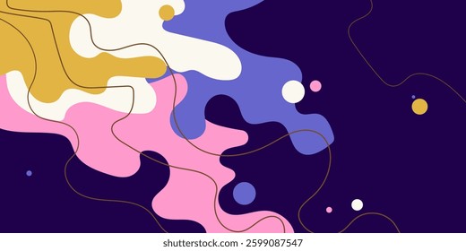 Modern backgrounds with abstract elements and dynamic shapes. Compositions of colored spots. Vector illustration. Template for design and creative ideas.