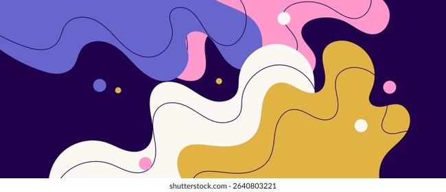 Modern backgrounds with abstract elements and dynamic shapes. Compositions of colored spots. Vector illustration. Template for design and creative ideas.