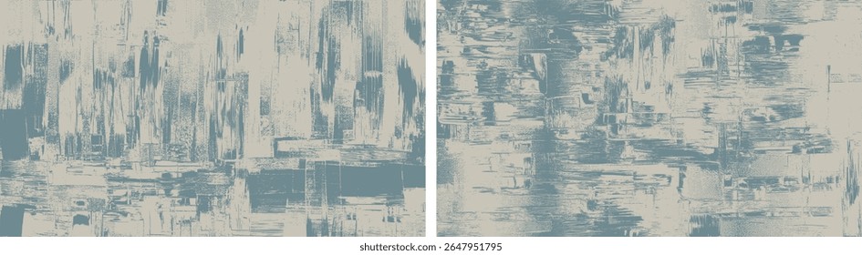 Modern backgrounds set of calm patterns, textured brush strokes on canvas, creating a serene teal composition