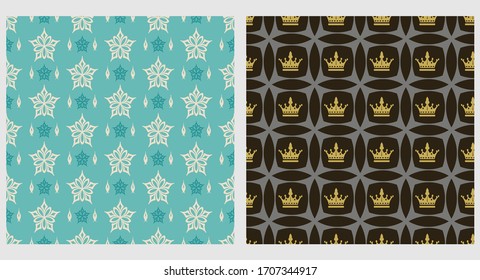 Modern Backgrounds, Wallpaper. Royal Style. Samples Textile, Fabric, Interior Design. Seamless Pattern. Vector Illustration.