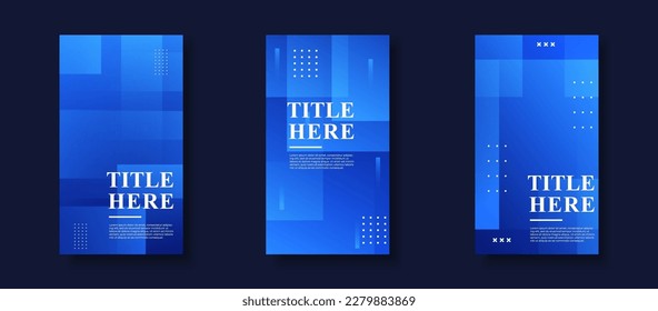 Modern background.template story, abstract frame, gradation box, memphis, dark and light blue	