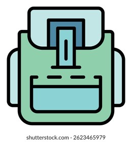 Modern backpack icon. Outline modern backpack vector icon color flat isolated