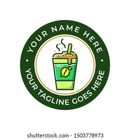 Modern badge Coffee Cup Logo Template