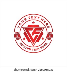 Modern Badge Emblem With CF Initial letter Logo Design Concept Element Vector.