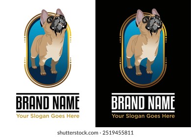 modernes Emblem Französisches Bulldog Illustration Vektor Logo Design