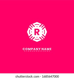 modern badge R logo letter simple design concept. vector illustration.