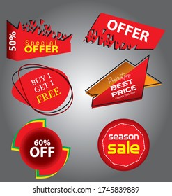 Modern badges collection/ New red colour tags