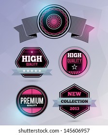 Modern badges. EPS10, flare effect is in separate layer and can be easily removed. 