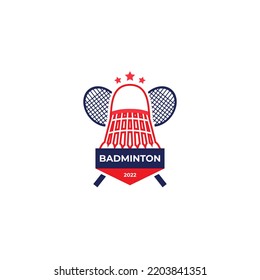 Modern Badminton Logo Badge Design Template