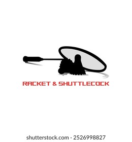 Modern badminton racket silhouette logo concept and shuttlecock