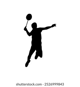 Moderno badminton esportes esmagar silhueta logotipo conceito