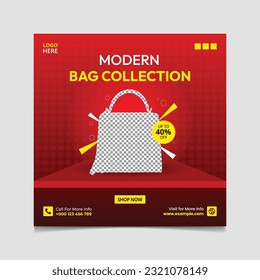 Modern bag collection Social Media Post Design Template.