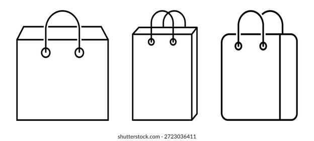 Un moderno conjunto de iconos de bolso con varias formas y diseños.  Cada ícono es simple, claro y minimalista, perfecto para App, Sitios web, embalajes. Ilustración vectorial.