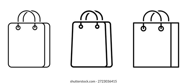 A modern  bag icon set featuring various shape and designs.  Every icon is simple, clear, and minimalist perfect for apps, websites, packaging. Vector illustration.