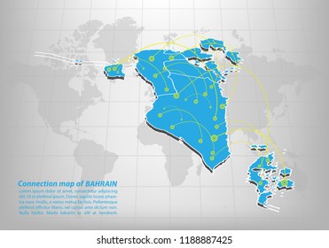 Modern of bahrain Map connections network design, Best Internet Concept of bahrain map business from concepts series, map point and line composition. Infographic map. Vector Illustration.