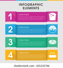Modern bake infographic template. infographic design with bake icons includes donut. can be used for presentation, diagram, annual report, web design.