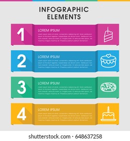 Modern bakery infographic template. infographic design with bakery icons includes cake with one candle. can be used for presentation, diagram, annual report, web design.
