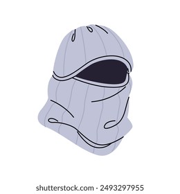 Modern balaclava for snowboarding. Unisex ski mask icon. Safety accessory, equipment for head for extreme winter sport. Warm headgear, clothes. Flat isolated vector illustration on white background