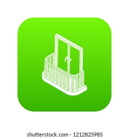 Modern balcony icon green vector isolated on white background