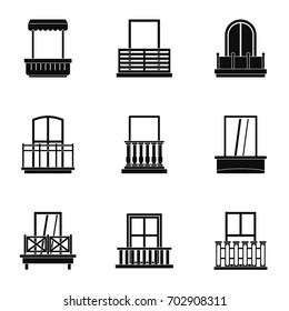 Modern balcony icon set. Simple set of 9 modern balcony vector icons for web isolated on white background