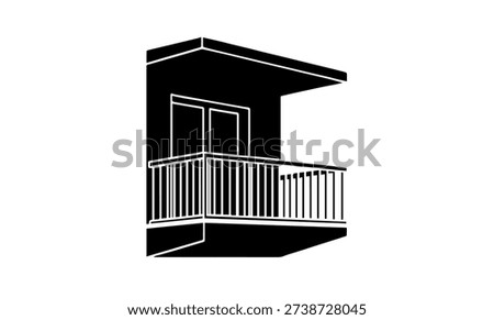 Modern Balcony Silhouette Vector Illustration Apartment Terrace Architecture Design Element for Real Estate Marketing House Exterior Construction Project