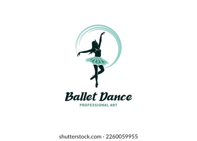 Modern ballet dance logo design, ballerina woman vector illustration for fitness dance art sport logo