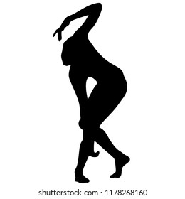 Modern Ballet, Modern Dance, Silhouette on White Background
