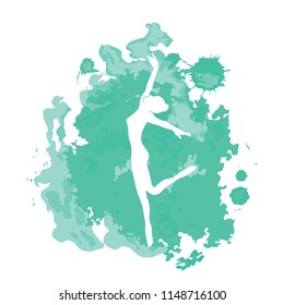 modern ballet dancer, green watercolor splash, logo icon