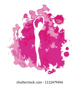 modern ballet dancer, pink splash logo icon, watercolor effect