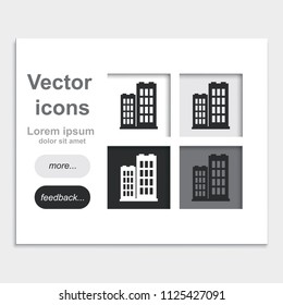 Modern bank building flat placed on web page template vector icon.