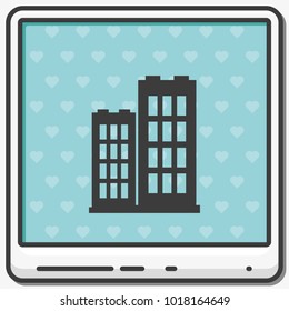 Modern bank building flat vector icon.