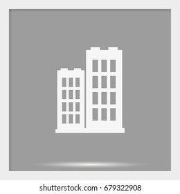 Modern bank building icon.