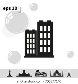 Modern bank building icon.