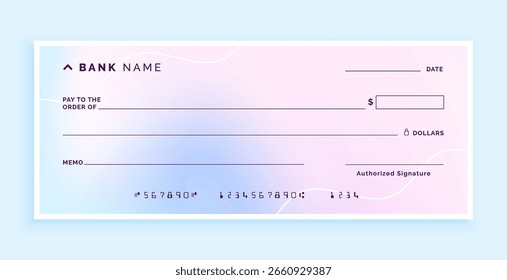 Vector de diseño de maqueta de borrador de cheque bancario moderno