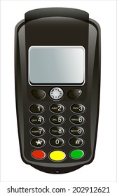 Modern bank terminal on the white